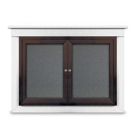 United Visual Products 48"x36" 2-Door Enclosed Letterboard, White Vinyl/Cherry UV2624O-CHERRY-WHITE